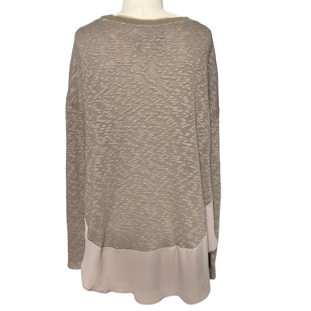 Deletta Anthropologie Neutral Long Sleeve Scoop Neck Taupe Sweater Top Large - Picture 3 of 13
